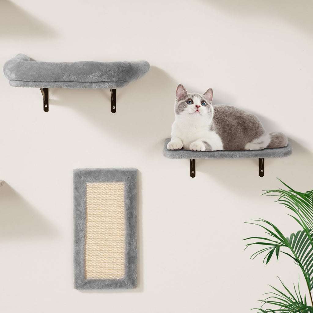 Wall Mounted Cat Shelf Set of 6 with Hammock and Sofa