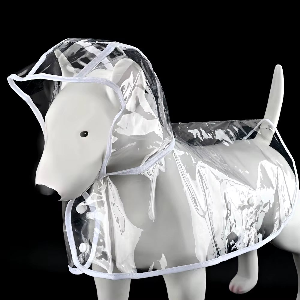 Clear Dog Raincoat - Hooded Waterproof PVC Rain Poncho for Dogs