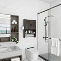 Bathroom Wall Cabinet with Towel Bar and Paper Holder, Grey