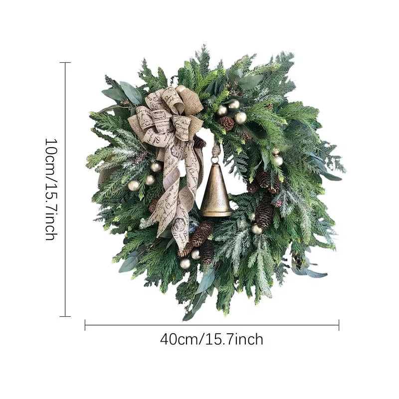Christmas Door Wreath with Gold Bells and Red Berries, 15.75 in – image 7