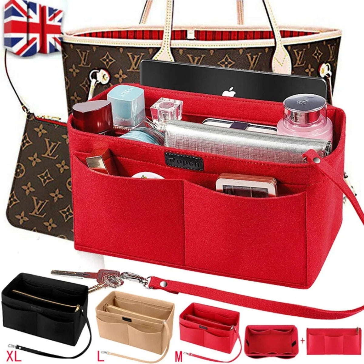 Purse Organizer Insert, Felt Handbag Liner with 13 Pockets