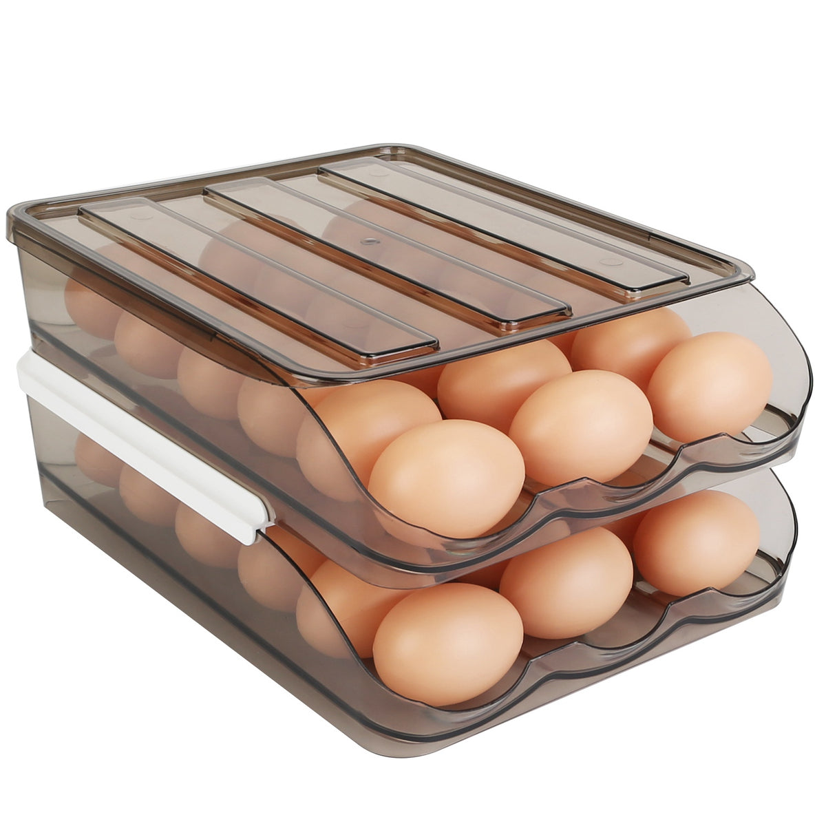 Egg Holder for Refrigerator, Rolling Double Layer 36-Egg Bin