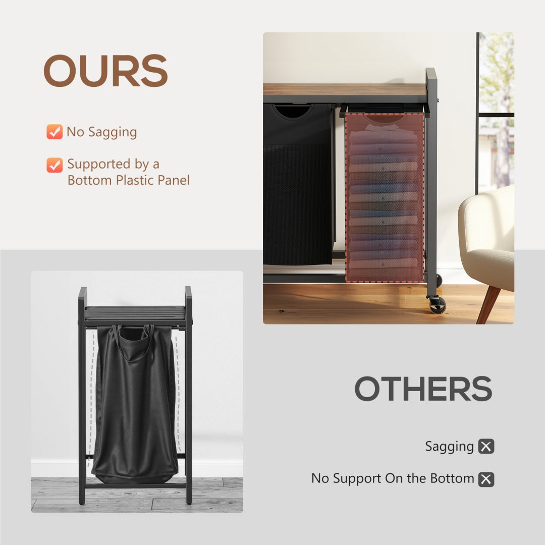 Rolling Laundry Sorter with Pull-Out Bags and Top Shelf – image 4