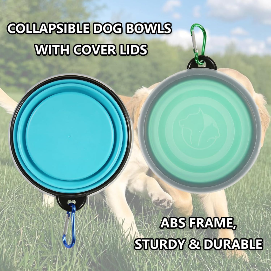 2-Pack Collapsible Travel Pet Bowls with Lids – image 6