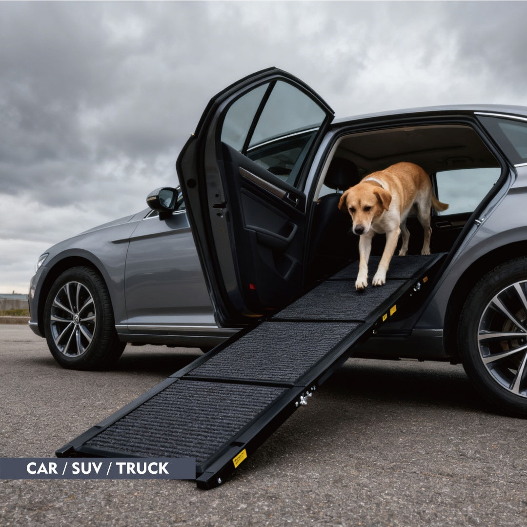 Dog Ramp for Car 71 x 19.3 in, Four-Fold Aluminum with Rug Surface – image 4