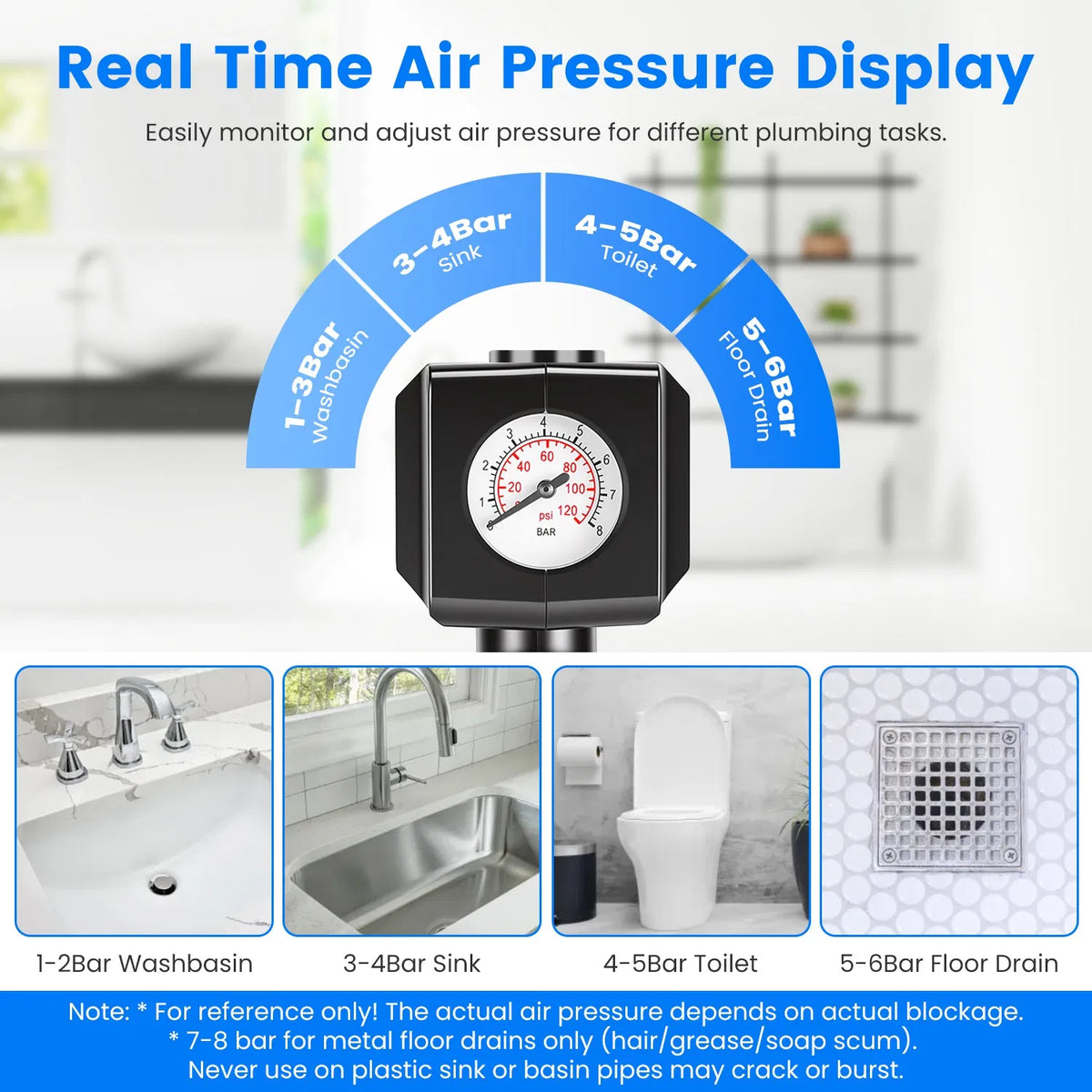 Electric Toilet Plunger - Rechargeable Air Drain Blaster with Gauge – image 6