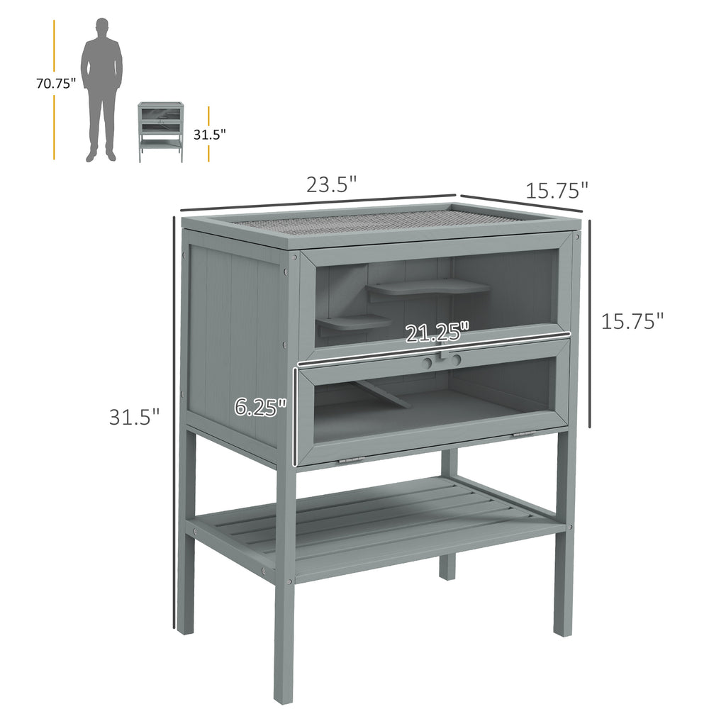3-Tier Wooden Hamster Cage with Openable Top and Storage Shelf – image 3