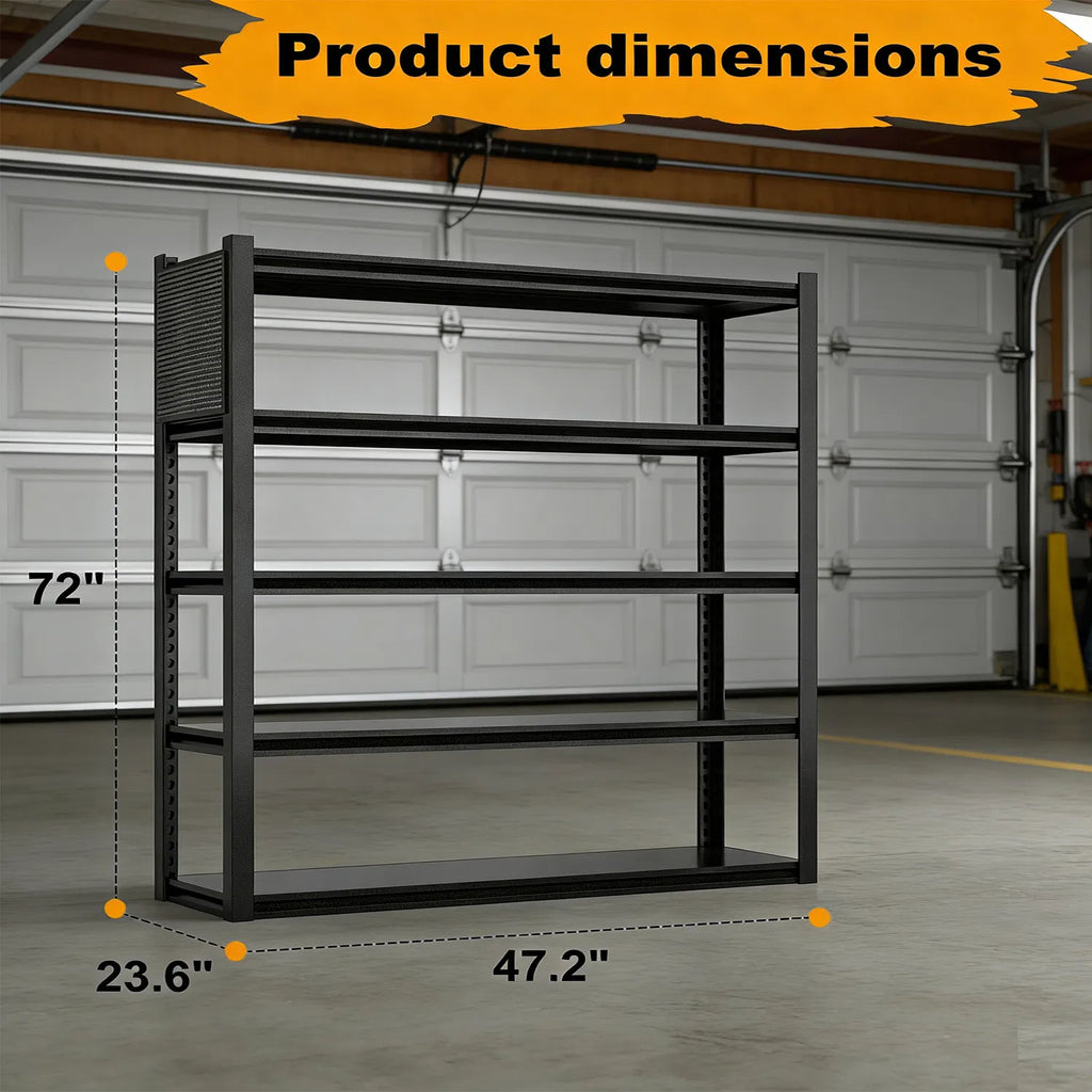 5-Tier Heavy Duty Garage Shelving Unit 72 x 48 x 24 in, 3000 lb with Pegboard – image 3