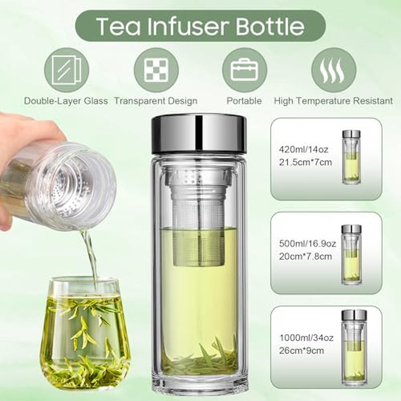Tea Infuser Bottle 1000 ml, Glass Loose Leaf Tea Maker – image 3