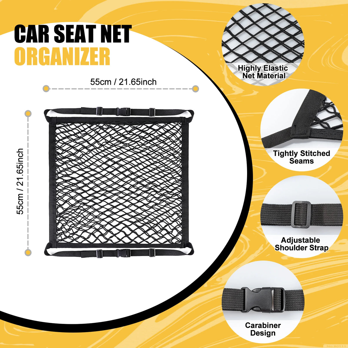 Car Front Seat Storage Net – Double Layer Elastic Organizer – image 6