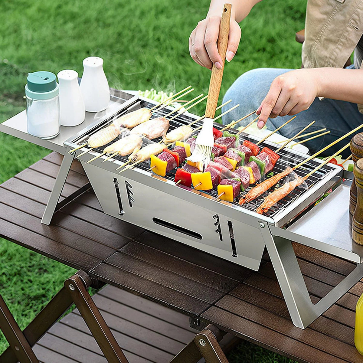 Portable Charcoal Grill and Fire Pit, 3-in-1 Folding Stainless Steel – image 11
