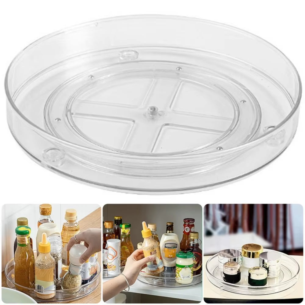Rotating Turntable Organizer - Clear Spinning Spice & Vanity Tray – image 2