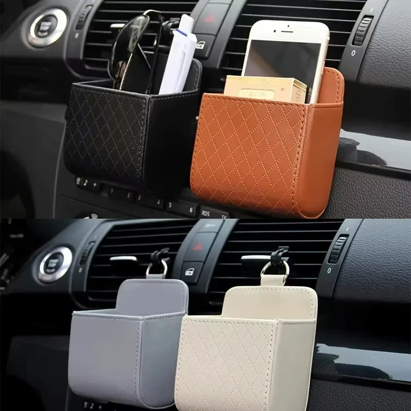 PU Leather Air Vent Organizer for Glasses & Phone – image 2