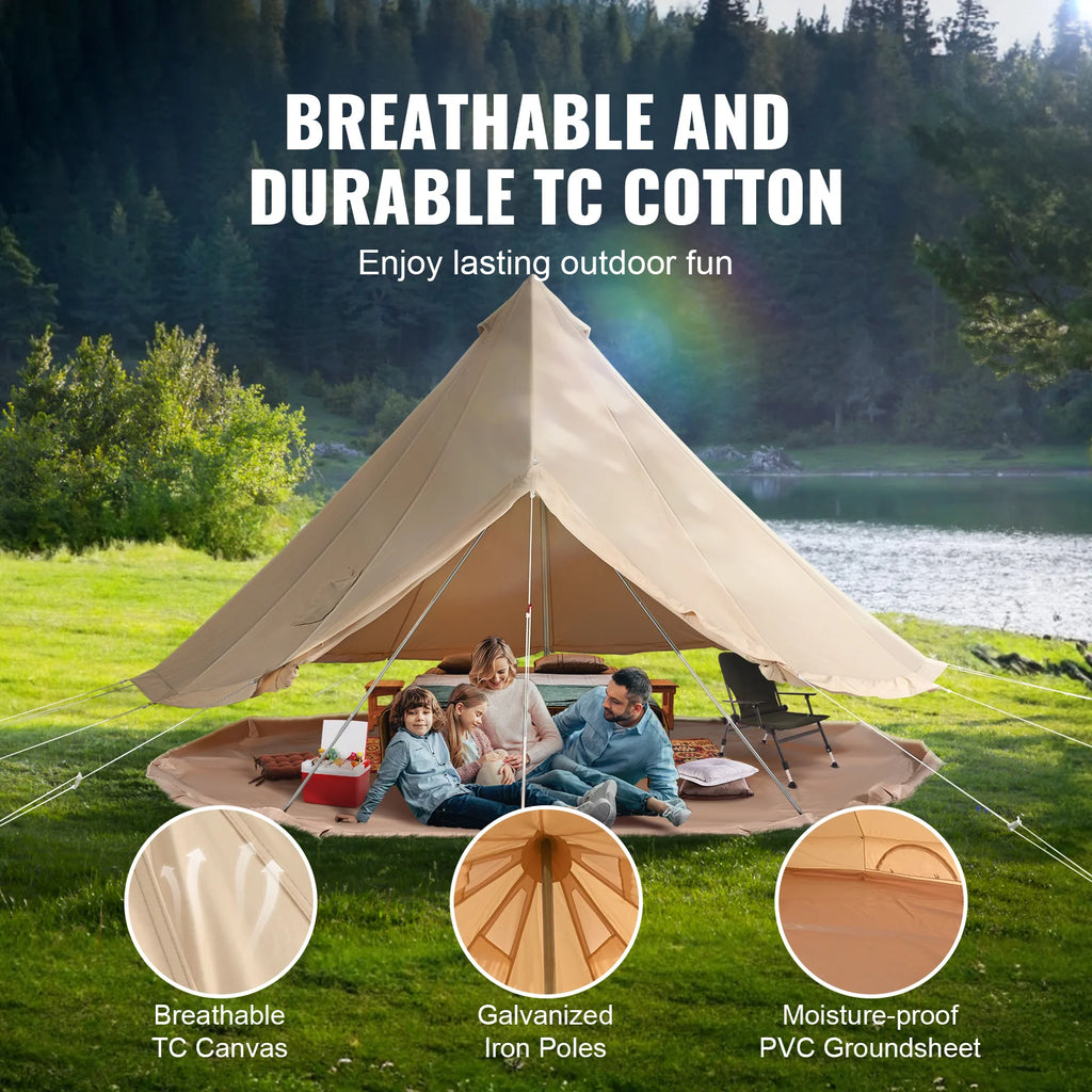 Canvas Bell Tent 16.4 ft, 4-Season Yurt Tent with Stove Jack – image 2
