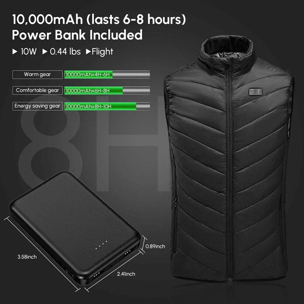 Heated Work Vest with 10000mAh Battery, 9 Heating Zones