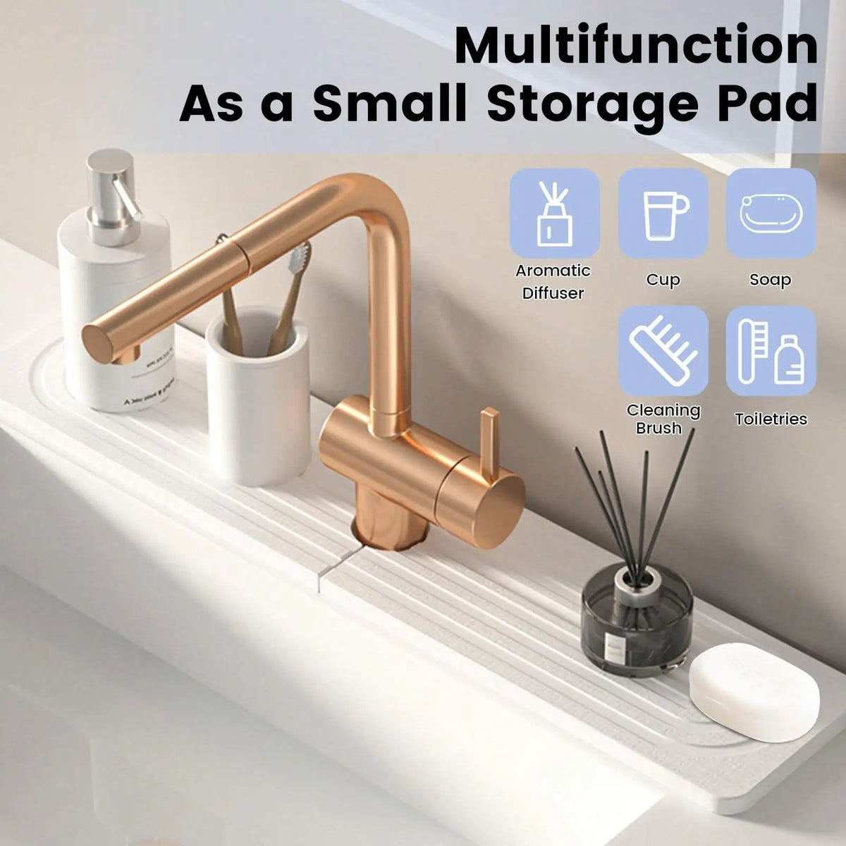 Diatomite Faucet Mat - Quick-Dry Stone Sink Splash Tray – image 3