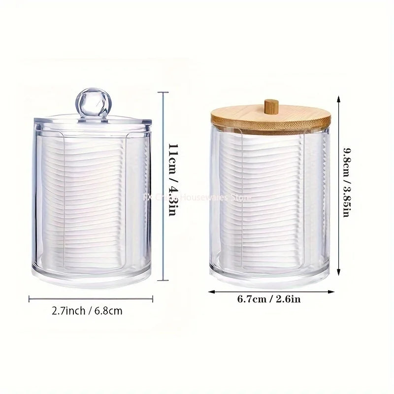 Cotton Pad Holder Round Clear Organizer with Lid – image 7