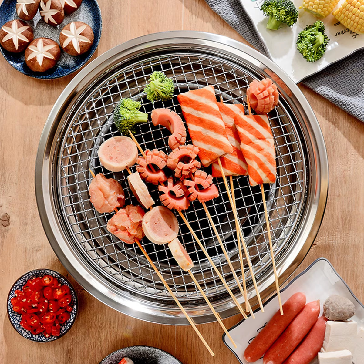 13 Inch Round Tabletop Charcoal Grill with Grill Net – image 5