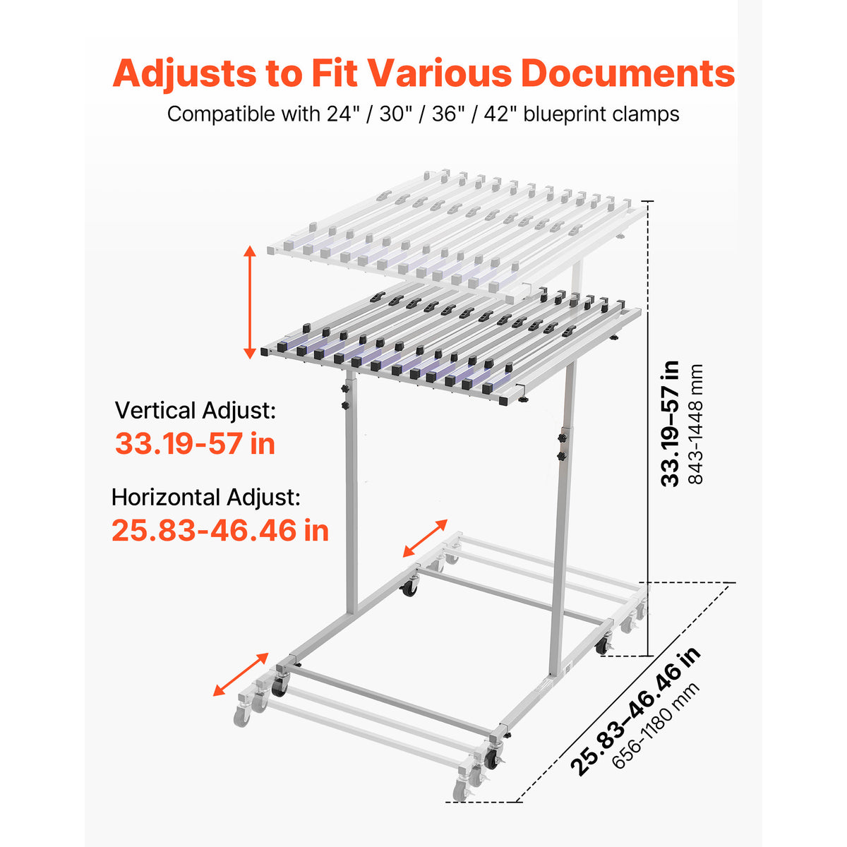 Mobile Steel Blueprint Storage Rack with Wheels, Vertical Plan Holder – image 3