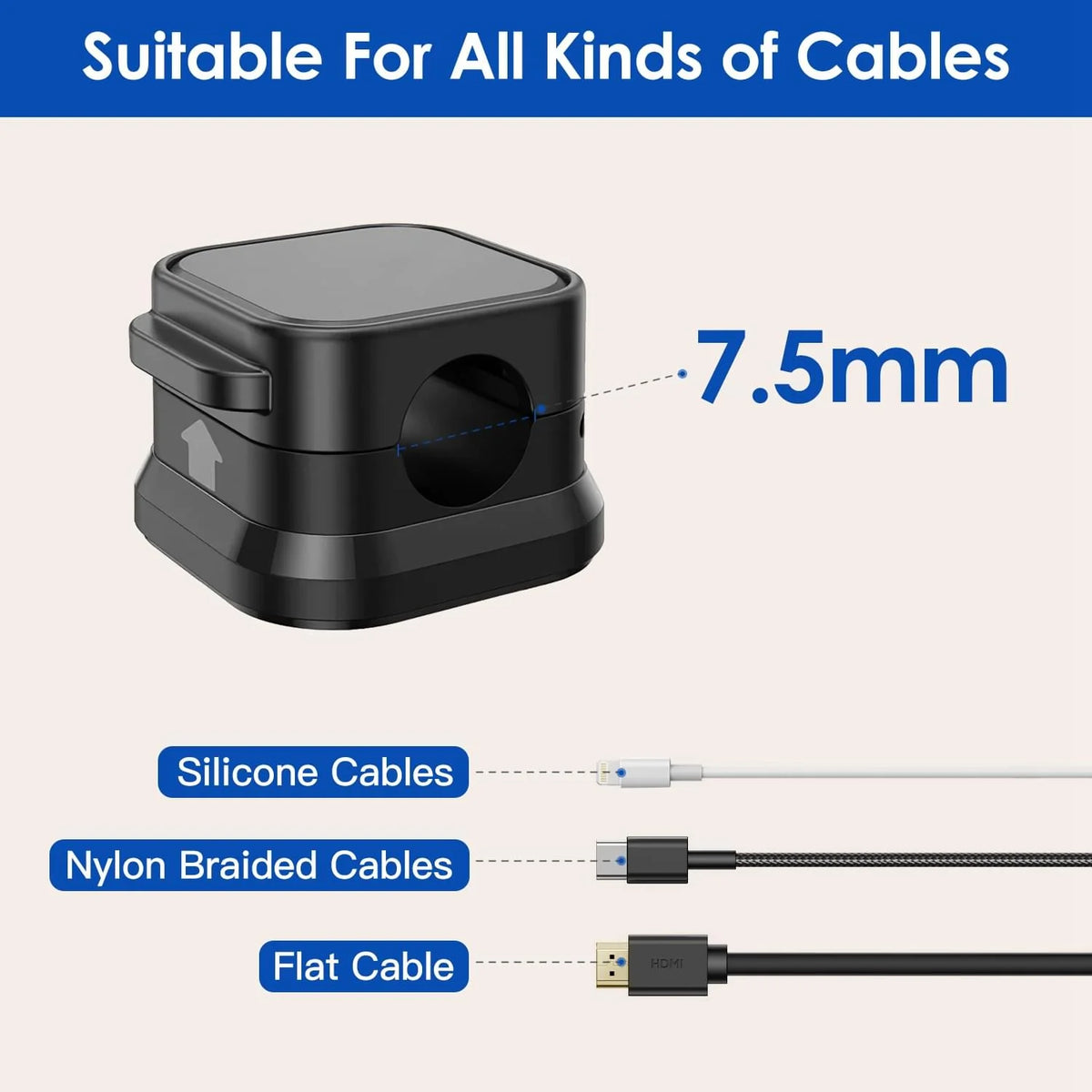 Magnetic Cable Clips 6-Pack, Adhesive Cord Organizer for Desk – image 8