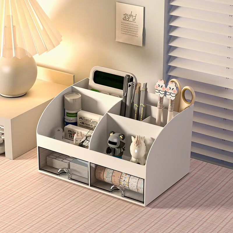 Desk Organizer Box with 6 Compartments and 2 Drawers – image 2
