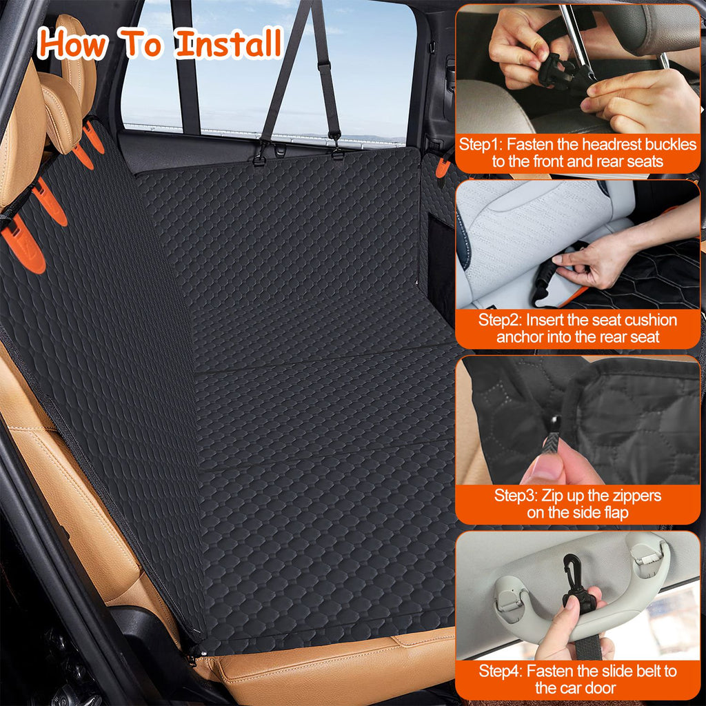 Dog Car Seat Cover for Back Seat, Waterproof Hard-Bottom Extender – image 6