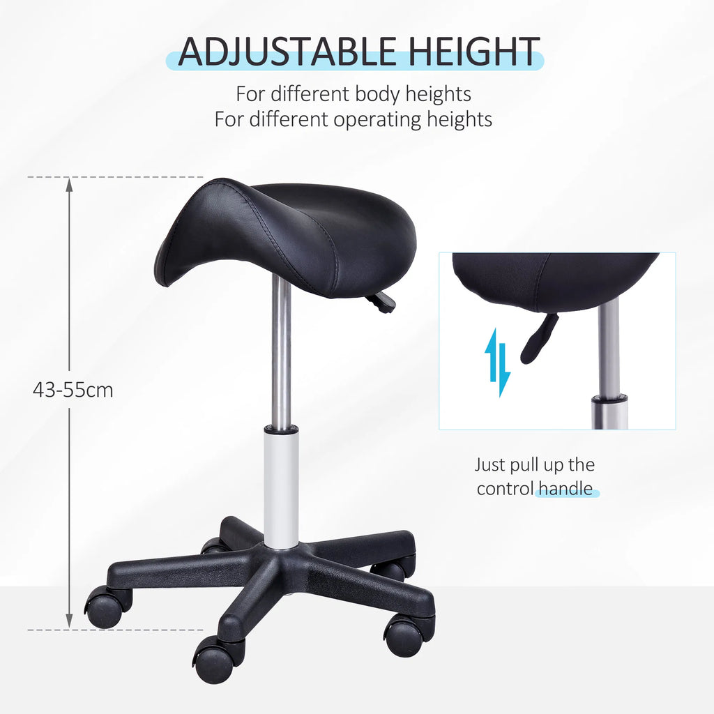 Low Height Hydraulic Saddle Stool for Facial and Lash Work Black – image 4