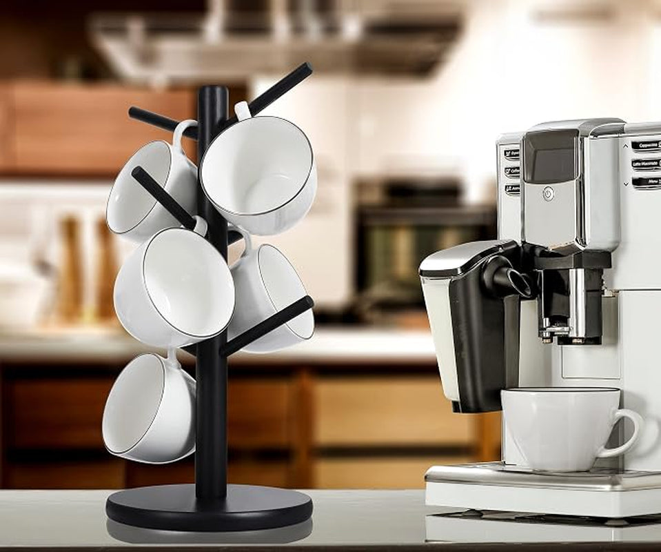 Black Mug Holder Tree with 6 Hooks, Countertop Coffee Cup Stand – image 3