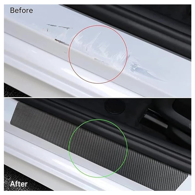 Car Door Sill Protector – 4 Pc Carbon Fiber Texture Entry Guards – image 3