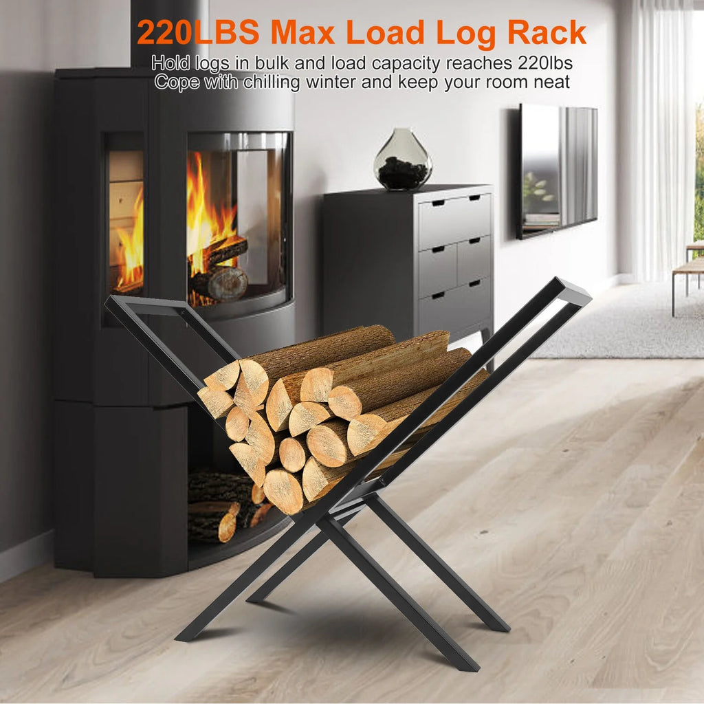 Firewood Log Rack - Foldable X-Frame Steel Wood Holder, 220 lb – image 4