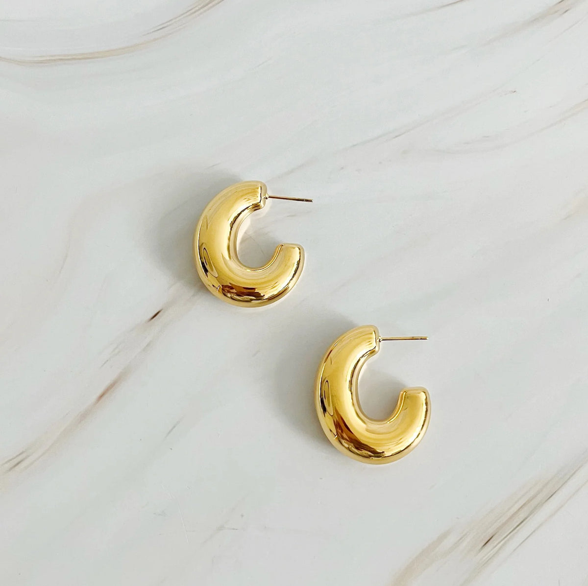 Gold Oval Hoop Earrings - 18K Plated Stainless Steel, Tarnish Free – image 9