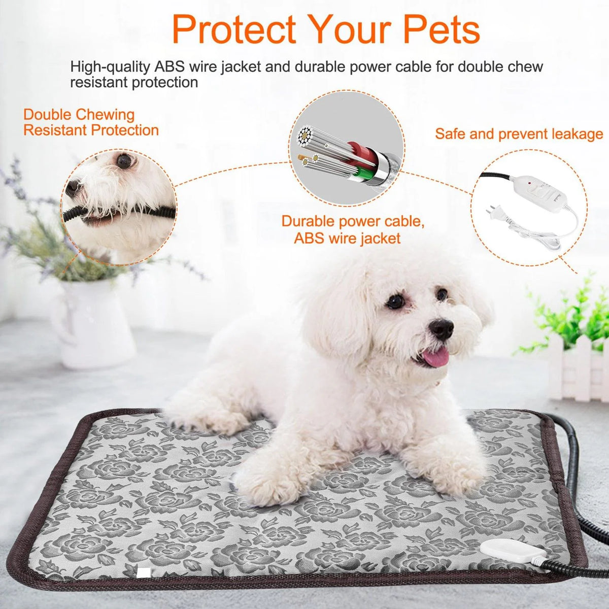 Pet Heating Pad, Waterproof Electric Warming Mat with Chew-Proof Cord – image 2