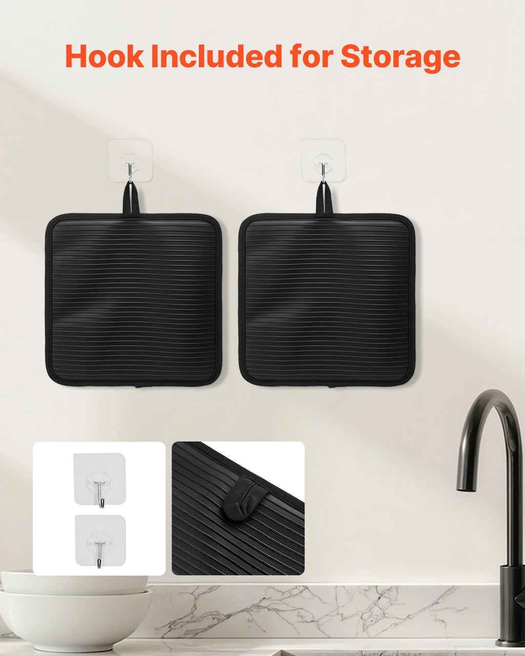 Silicone Pot Holders, 2 Pack Heat-Resistant Hot Pads to 500°F – image 3