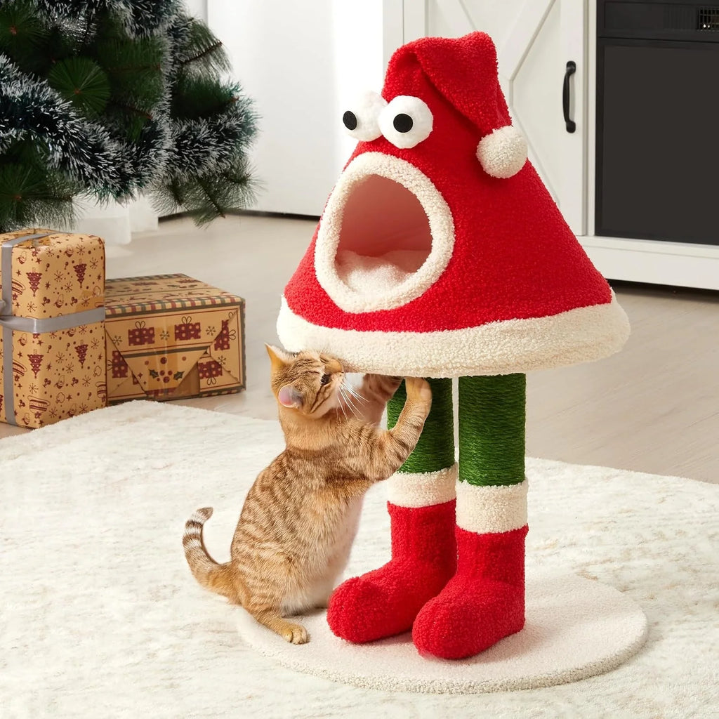 Christmas Cat Tree, Santa Hat Cat Tower with Sisal Posts, 31.5 in – image 8