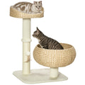 28 Inch Elevated Cat Basket Bed with Sisal Scratching Post – image 1