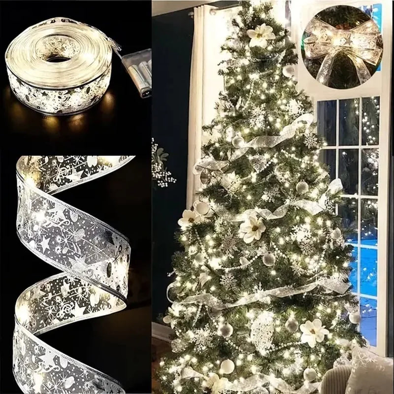 Christmas Tree Ribbon Lights – 32 ft LED Mesh Ribbon Garland