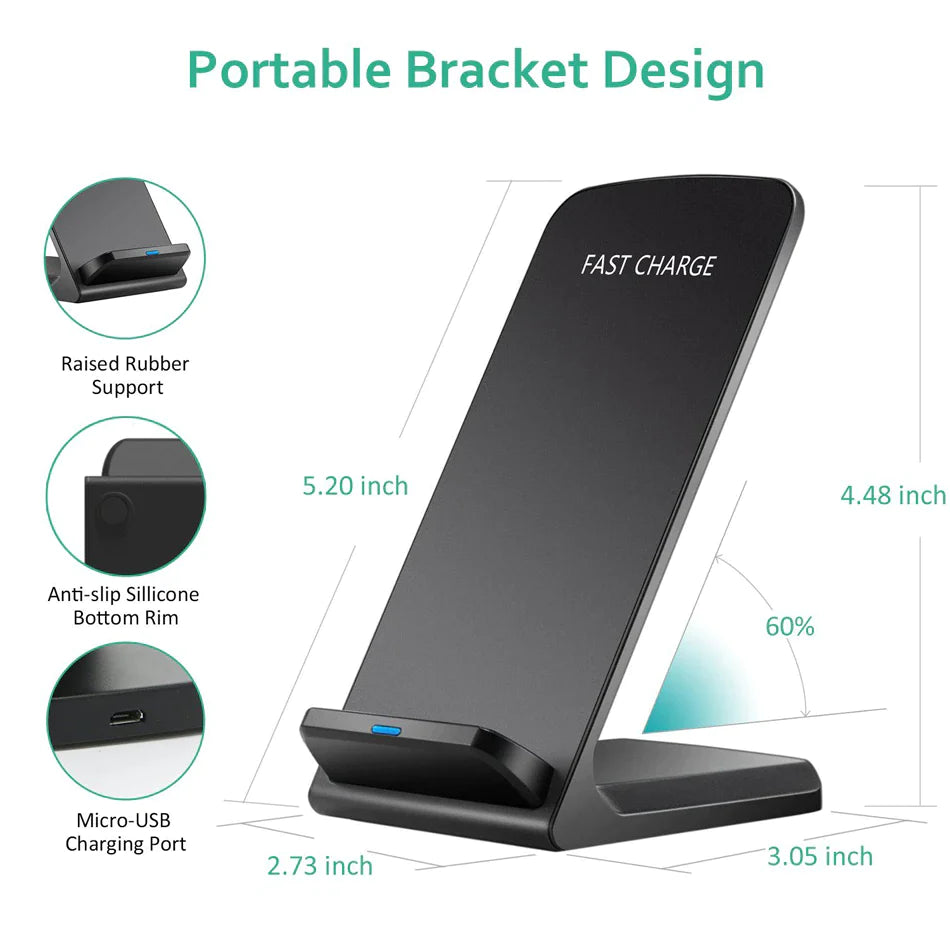 Wireless Charger Stand – 15W Qi Fast Charging Phone Dock – image 3