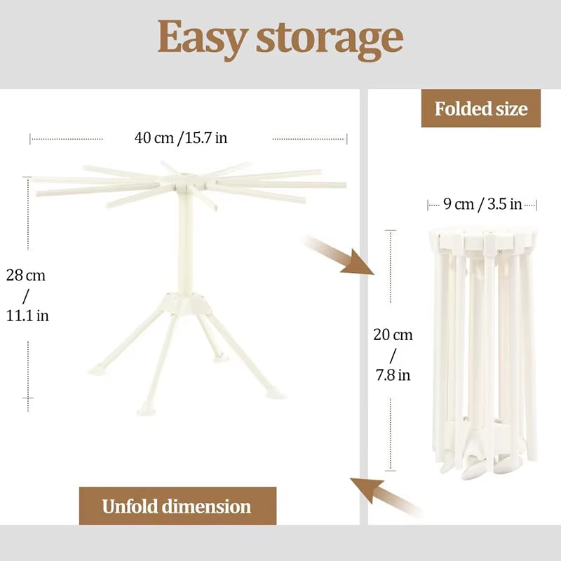 Pasta Drying Rack, Collapsible Spaghetti Noodle Dryer with 10 Bars – image 3