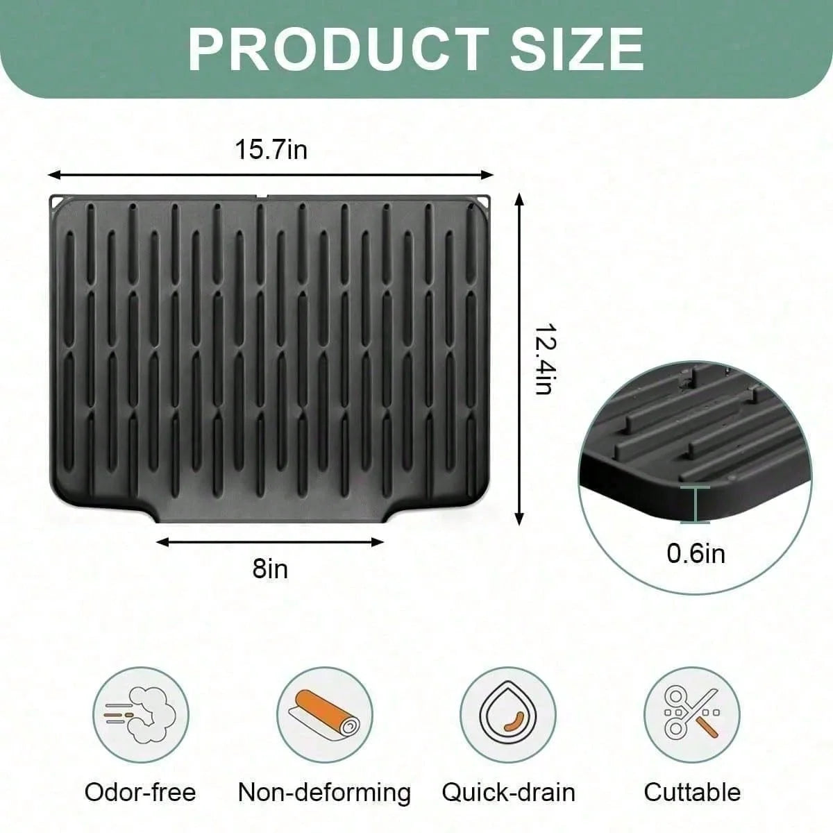 Silicone Dish Drying Mat, Large Non-Slip Heat-Resistant Sink Mat – image 10