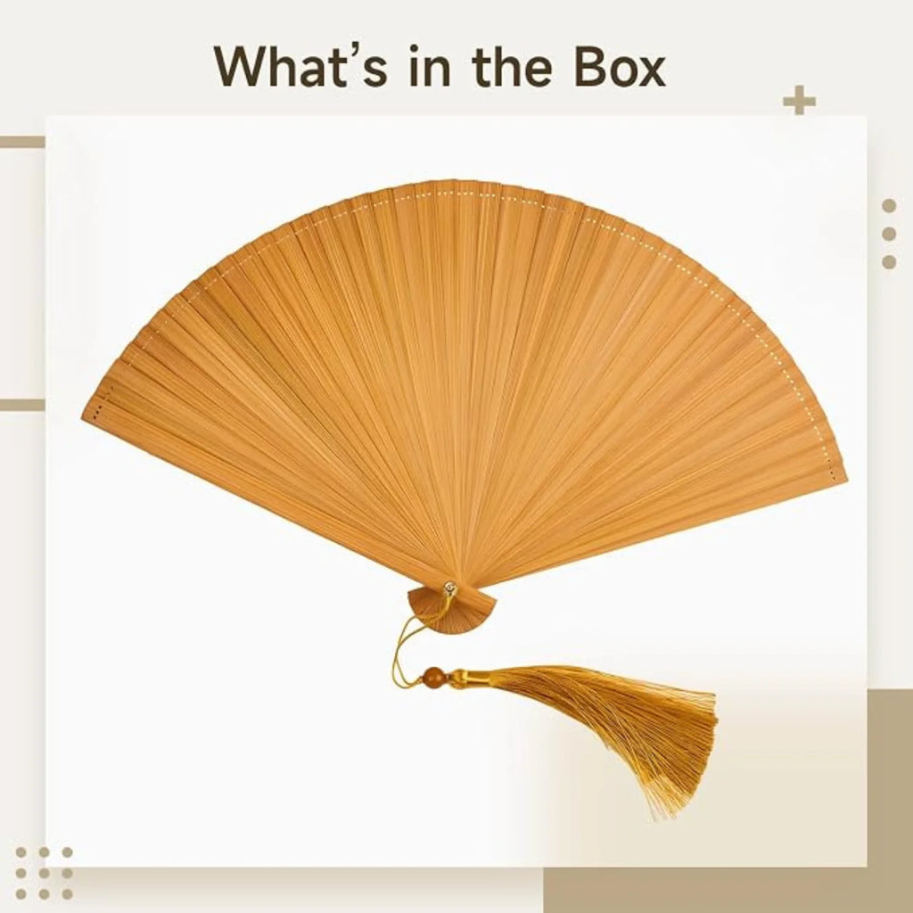 Wooden Folding Hand Fan with Tassel – image 2