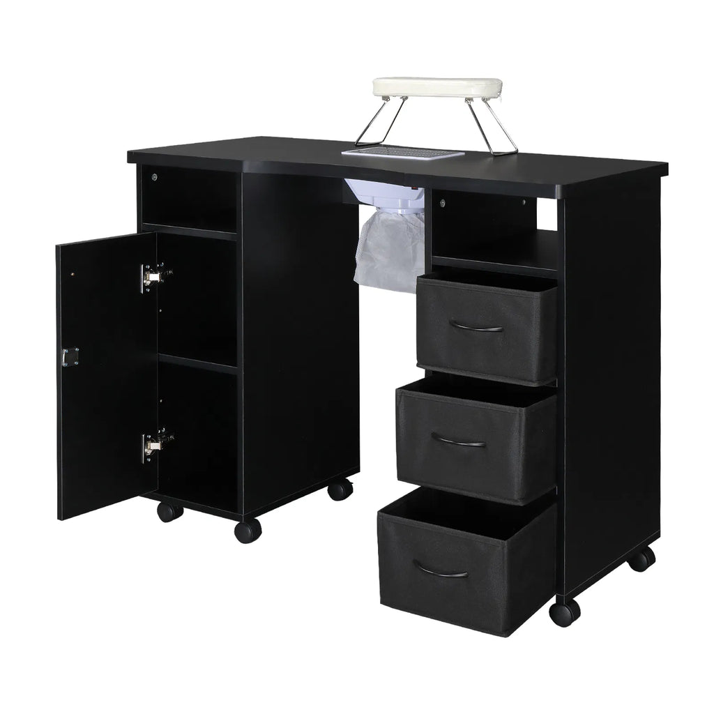 Rolling Manicure Table with Built-In Fan, Double Cabinet and 3 Drawers – image 10