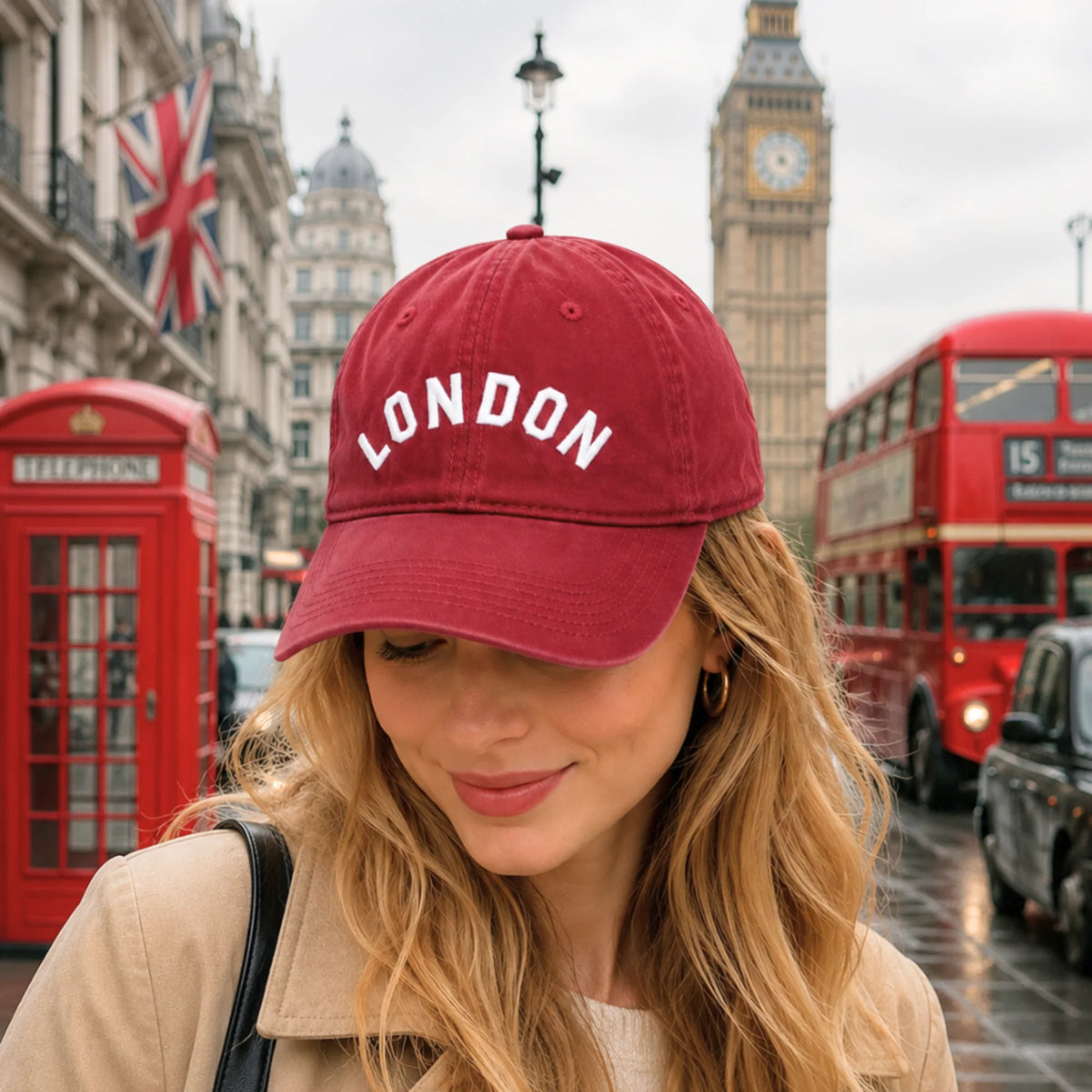 Embroidered City Ball Cap – Paris or London Cotton Hat – image 7