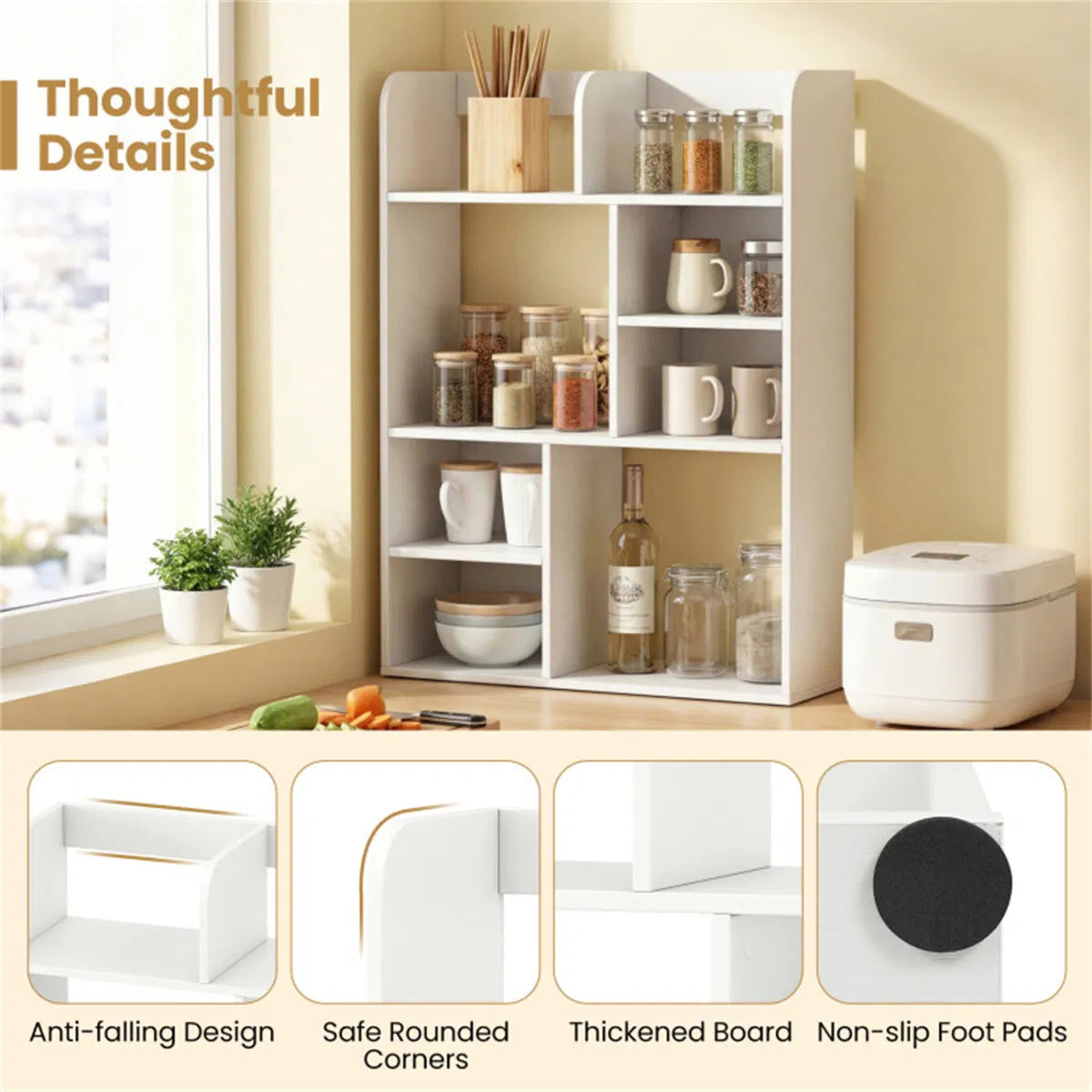 Vertical 8-Cube Desktop Storage Shelf, White Desk Organizer Hutch – image 9
