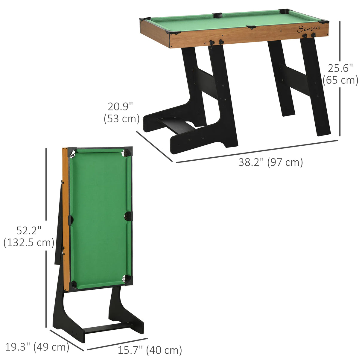 38 Inch Folding Mini Pool Table Set With Balls, Cues And Rack – image 3