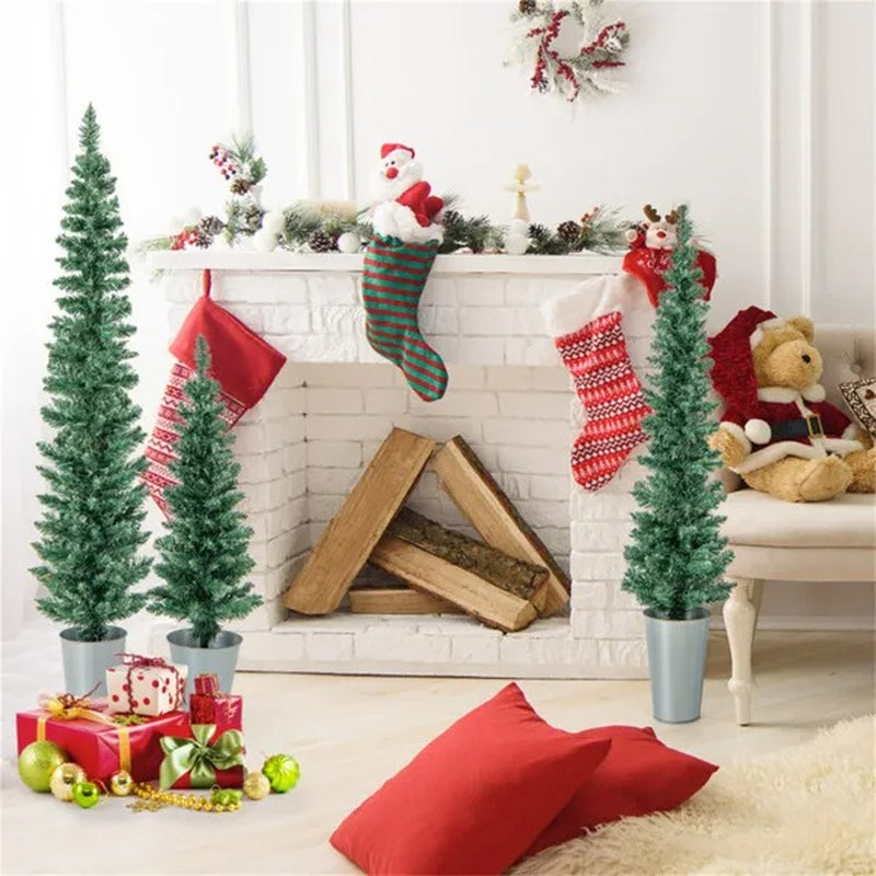 Potted Artificial Christmas Trees Set of 3 Porch Decor – image 6