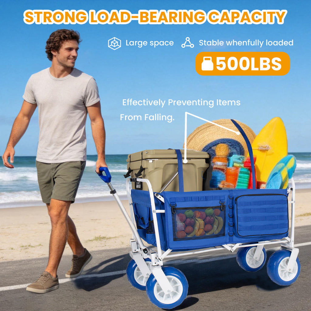 Heavy Duty 150L Folding Wagon Cart 500 lb with 9in All-Terrain Wheels – image 4