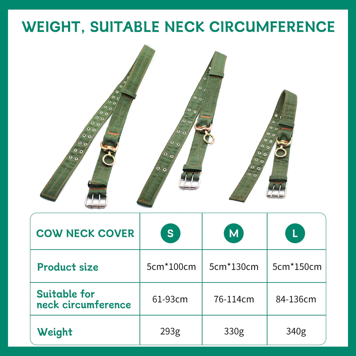 Livestock Cattle Collar, Heavy Canvas Cow Neck Strap with Buckle – image 4