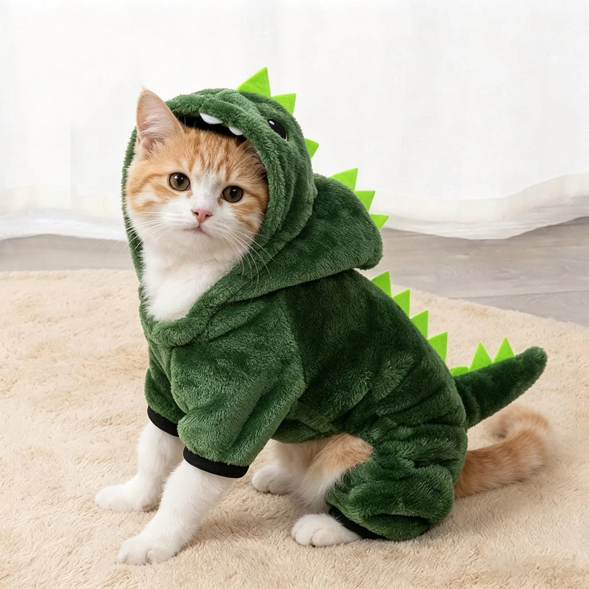 Dinosaur Dog Costume Warm Winter Pet Coat for Small Dogs and Cats – image 2