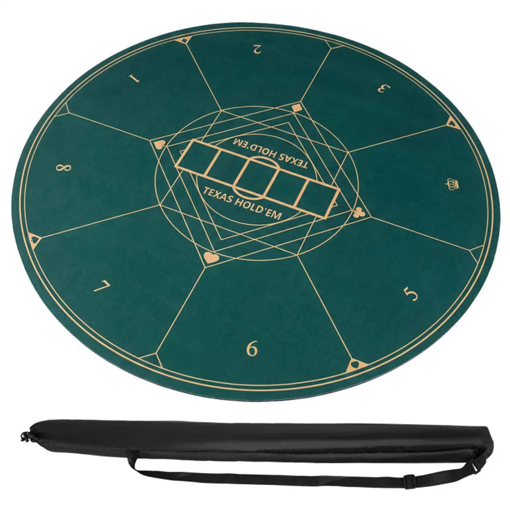 Round Poker Table Top 40 in, Foldable Card Mat with Carry Bag, Green