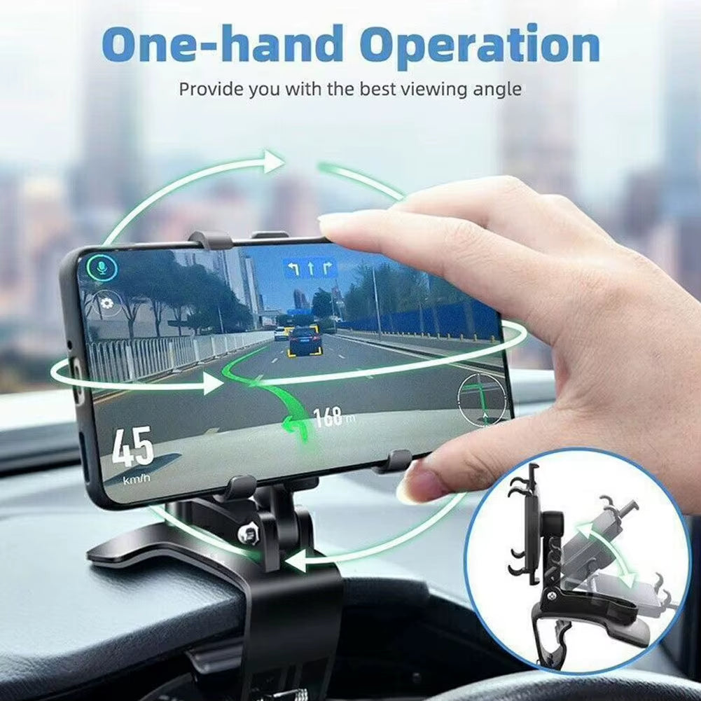 Dashboard Car Phone Holder - Universal Clip Mount for GPS & Smartphone